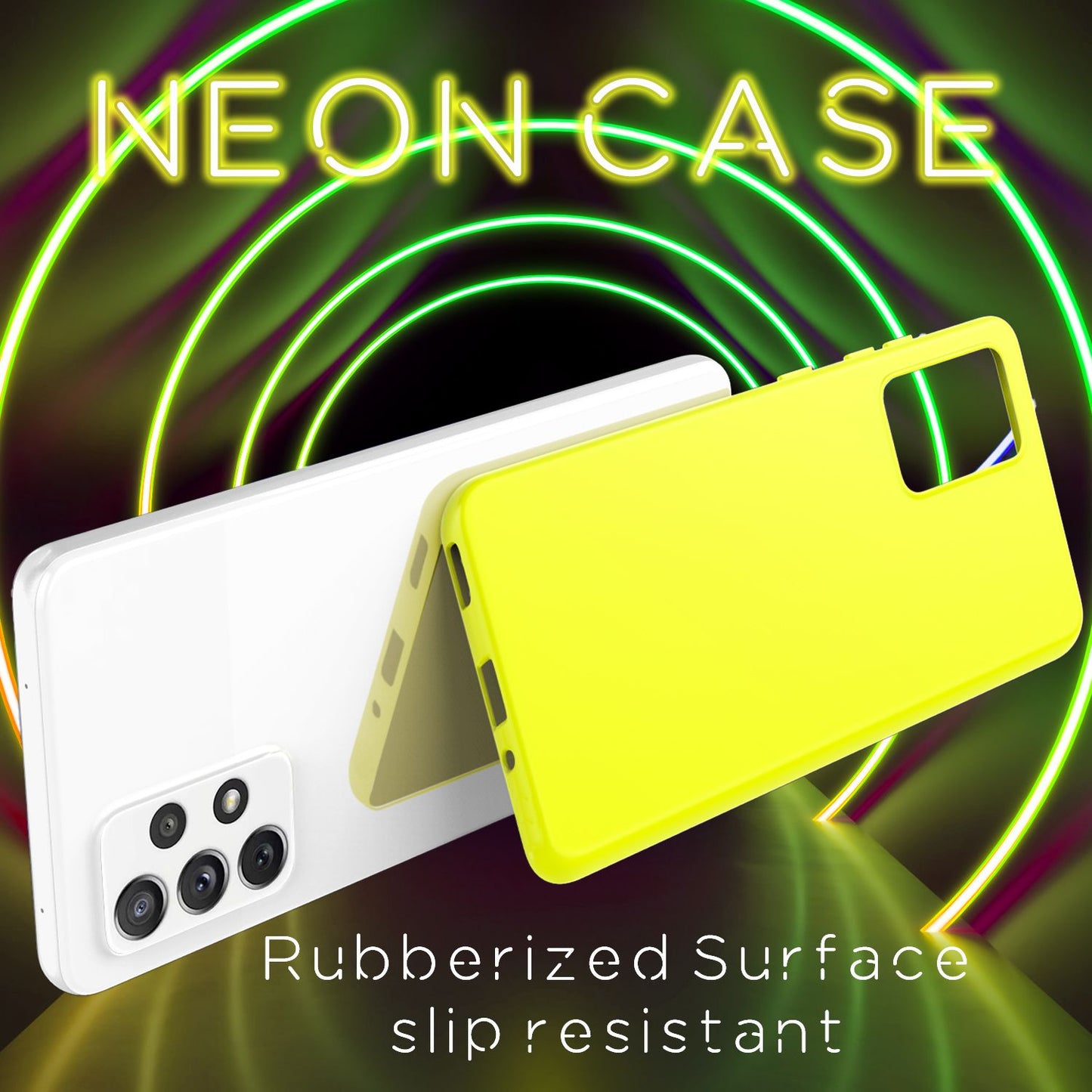 NALIA Neon Silikonhülle für Samsung Galaxy A33 – Soft-Touch & Signal-Neon – NEONSHOCK (Matte Schutzhülle) – Marke aus Berlin
