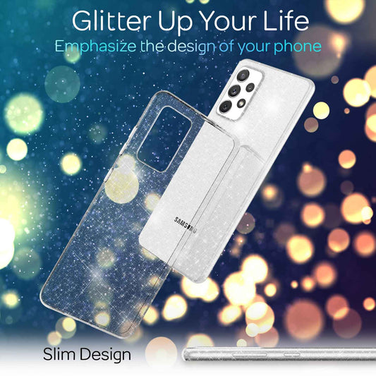 NALIA Glitzerhülle für Samsung Galaxy A33 – Funkelndes Silikon Case – DAZZLIN (Transparent & Stoßfest) – Marke aus Berlin
