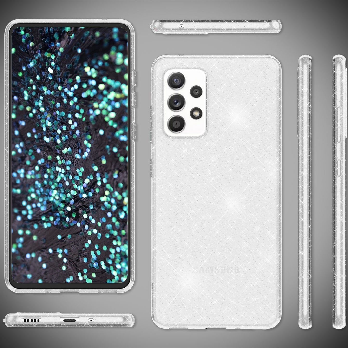 NALIA Glitzerhülle für Samsung Galaxy A33 – Funkelndes Silikon Case – DAZZLIN (Transparent & Stoßfest) – Marke aus Berlin