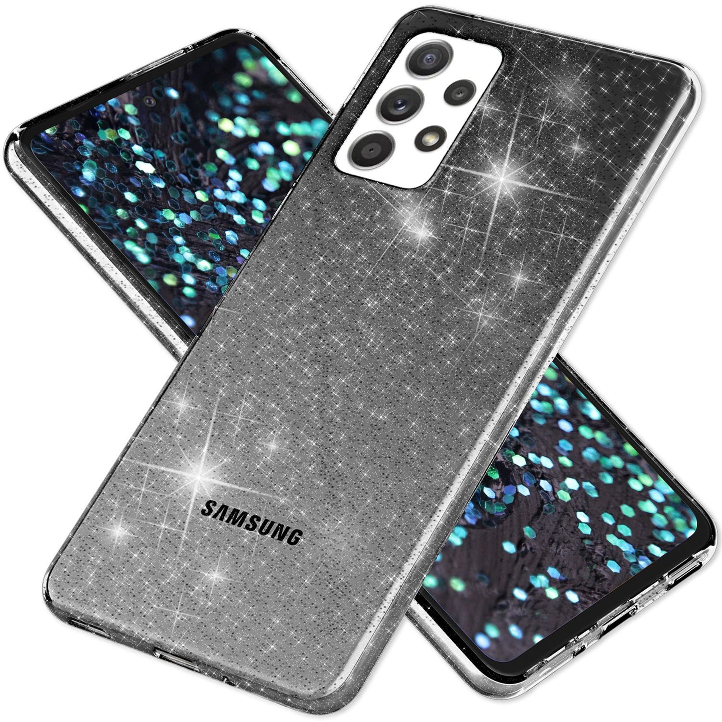 NALIA Glitzerhülle für Samsung Galaxy A53 – Funkelndes Silikon Case – DAZZLIN (Transparent & Stoßfest) – Marke aus Berlin