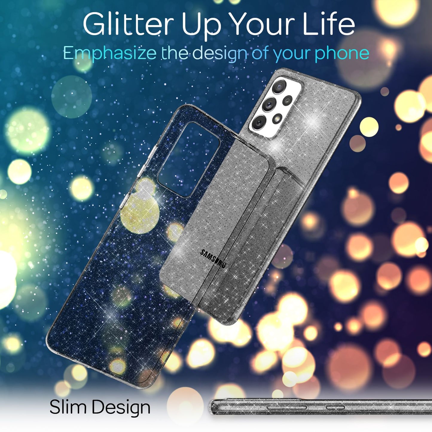 NALIA Glitzerhülle für Samsung Galaxy A53 – Funkelndes Silikon Case – DAZZLIN (Transparent & Stoßfest) – Marke aus Berlin