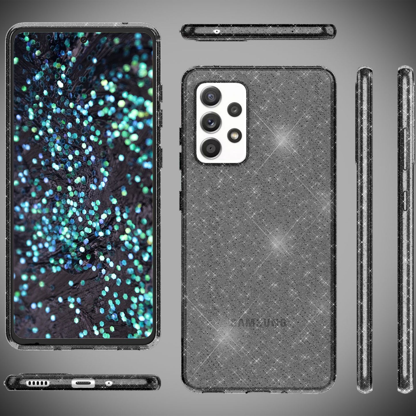 NALIA Glitzerhülle für Samsung Galaxy A53 – Funkelndes Silikon Case – DAZZLIN (Transparent & Stoßfest) – Marke aus Berlin