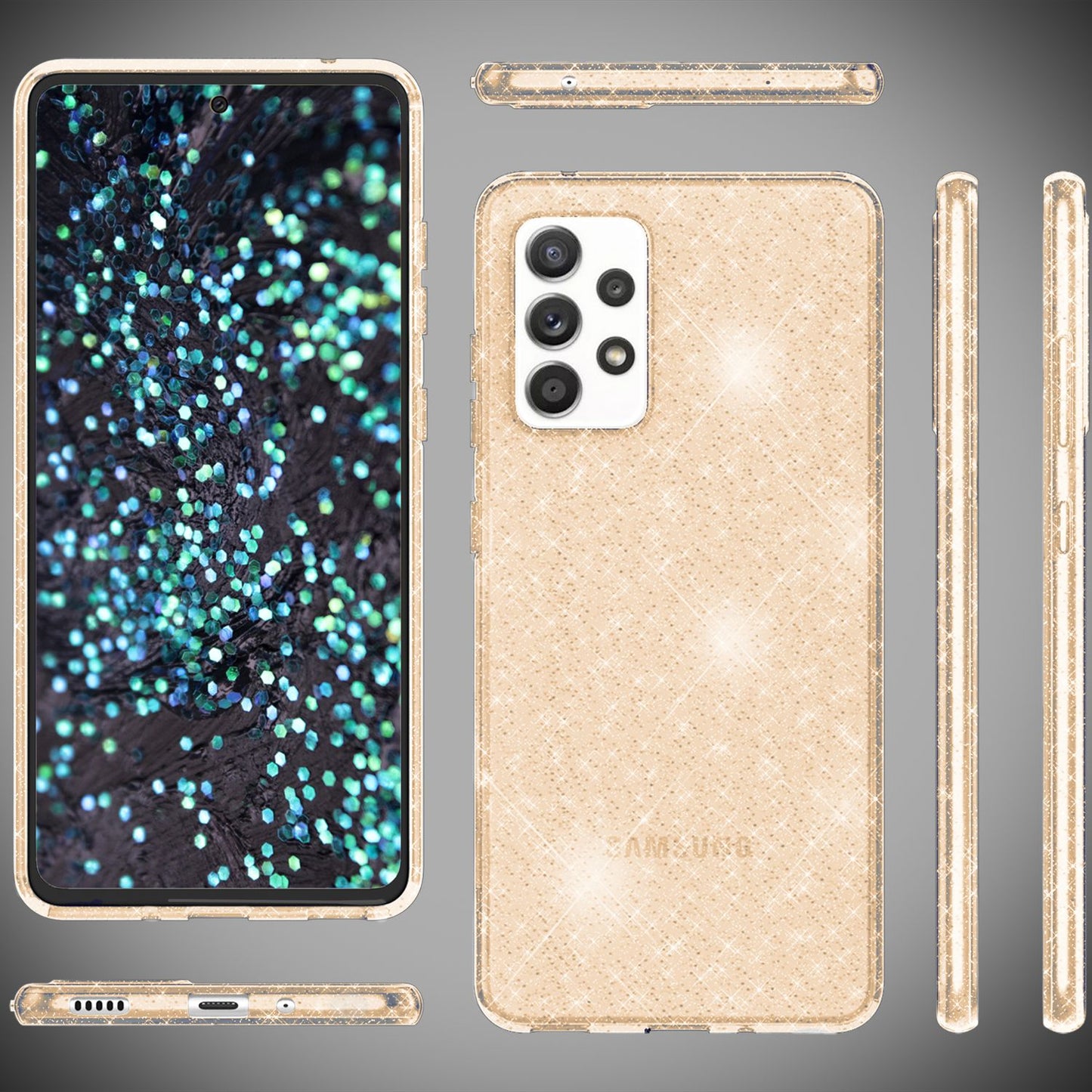 NALIA Glitzerhülle für Samsung Galaxy A53 – Funkelndes Silikon Case – DAZZLIN (Transparent & Stoßfest) – Marke aus Berlin