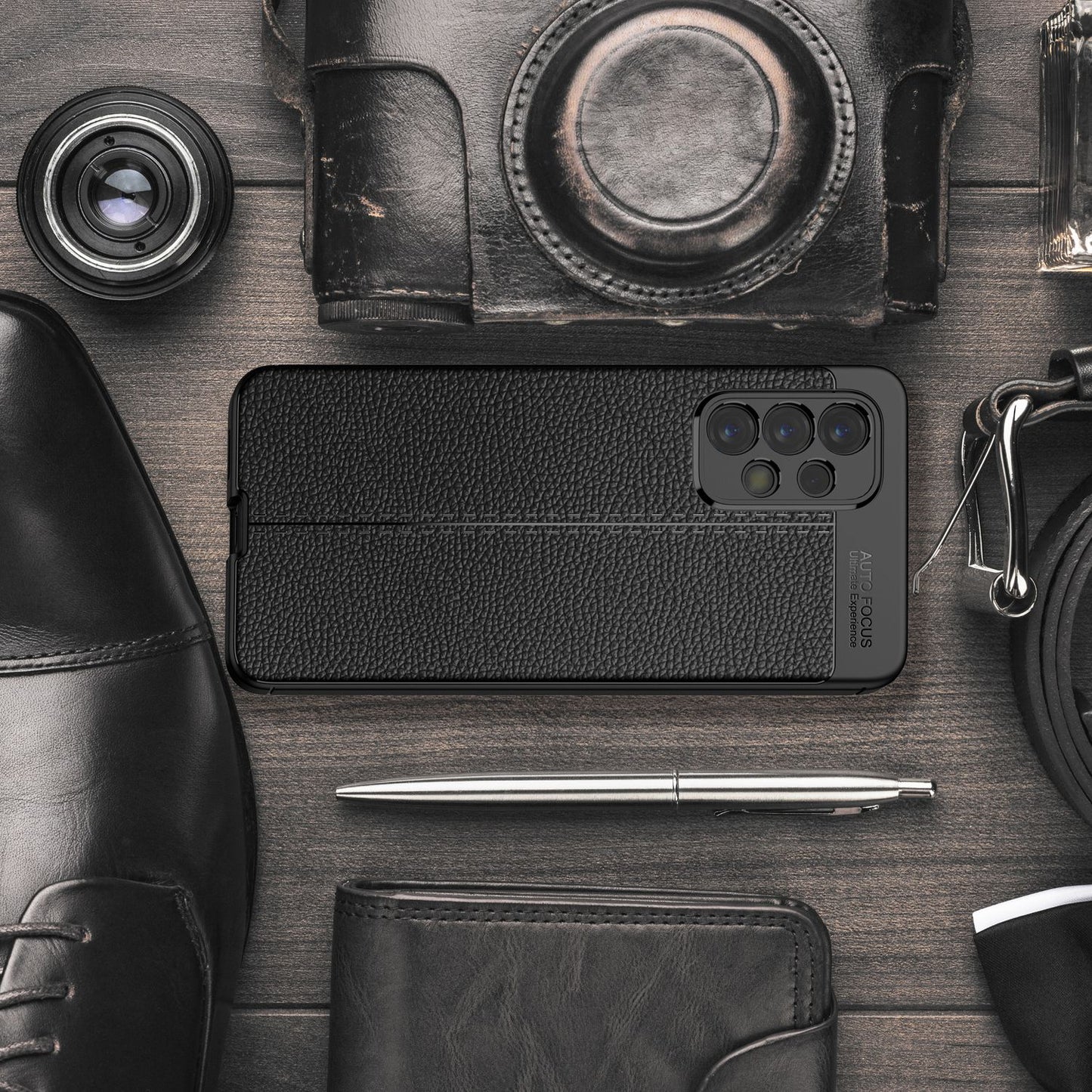 NALIA Leder Look Case kompatibel mit Samsung Galaxy A33 Hülle, Schwarze Silikonhülle Anti-Fingerabdruck Rutschfest Robust Stoßfest, Soft Case Dünne Handyhülle Cover Schutzhülle Bumper Backcover
