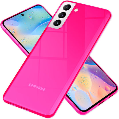 NALIA Neon Silikonhülle für Samsung Galaxy S21 FE – Knallige Signal-Farbe & Linsenschutz – VIBE (Transparentes Case) – Marke aus Berlin