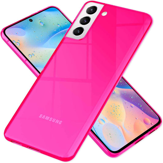 NALIA Neon Silikonhülle für Samsung Galaxy S21 FE – Knallige Signal-Farbe & Linsenschutz – VIBE (Transparentes Case) – Marke aus Berlin