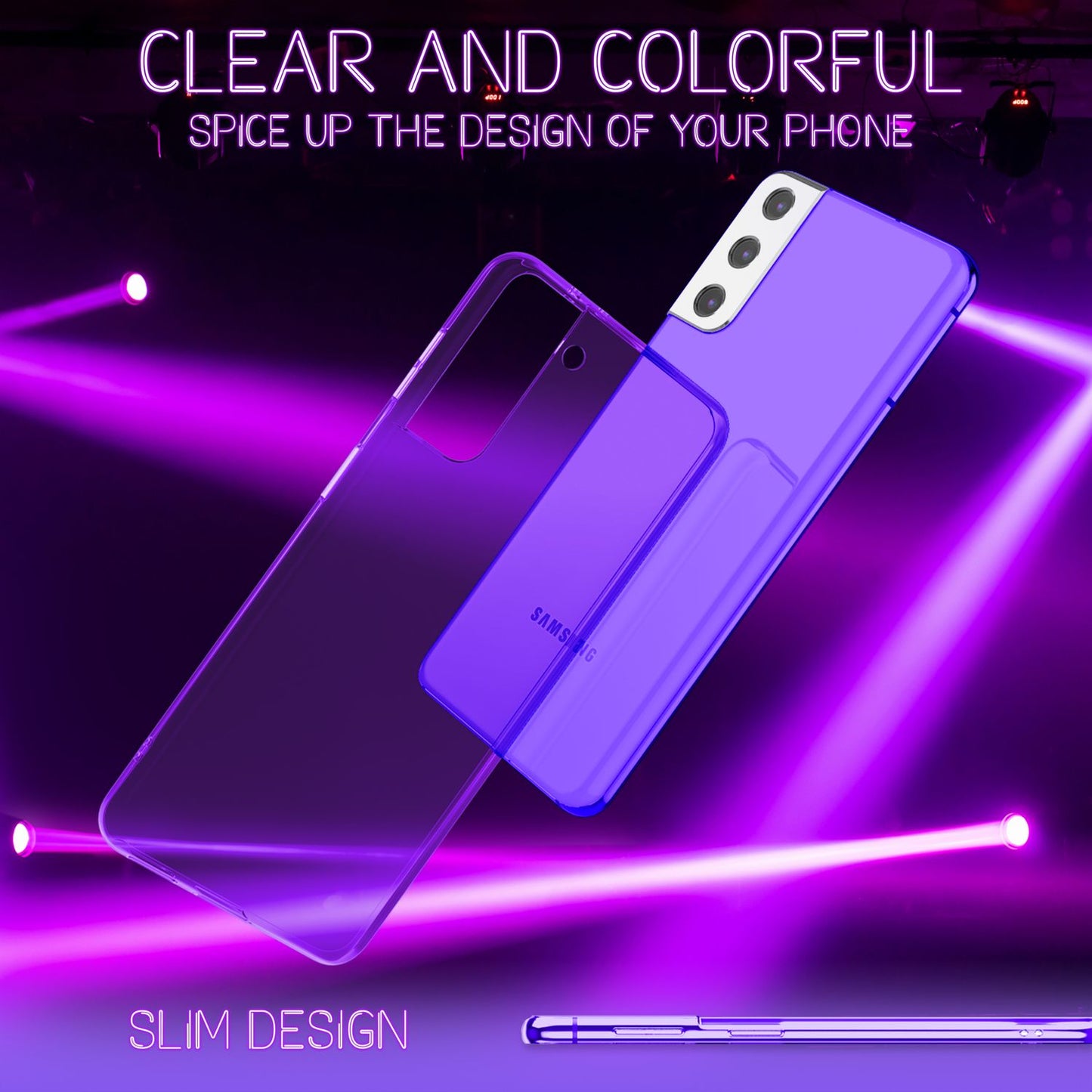NALIA Neon Silikonhülle für Samsung Galaxy S21 FE – Knallige Signal-Farbe & Linsenschutz – VIBE (Transparentes Case) – Marke aus Berlin