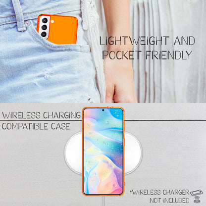 NALIA Neon Silikonhülle für Samsung Galaxy S21 FE – Knallige Signal-Farbe & Linsenschutz – VIBE (Transparentes Case) – Marke aus Berlin