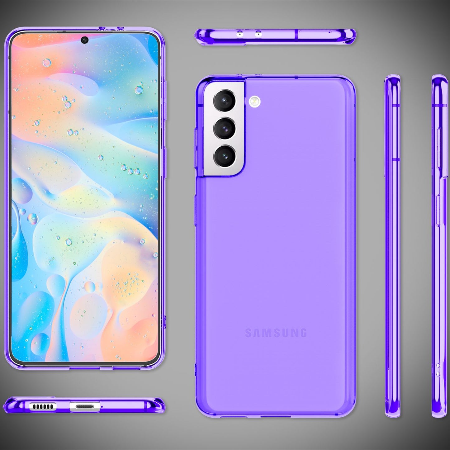 NALIA Neon Silikonhülle für Samsung Galaxy S21 FE – Knallige Signal-Farbe & Linsenschutz – VIBE (Transparentes Case) – Marke aus Berlin