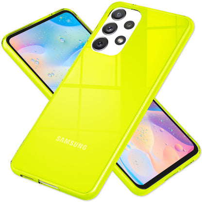 NALIA Neon Silikonhülle für Samsung Galaxy A53 – Knallige Signal-Farbe & Linsenschutz – VIBE (Transparentes Case) – Marke aus Berlin