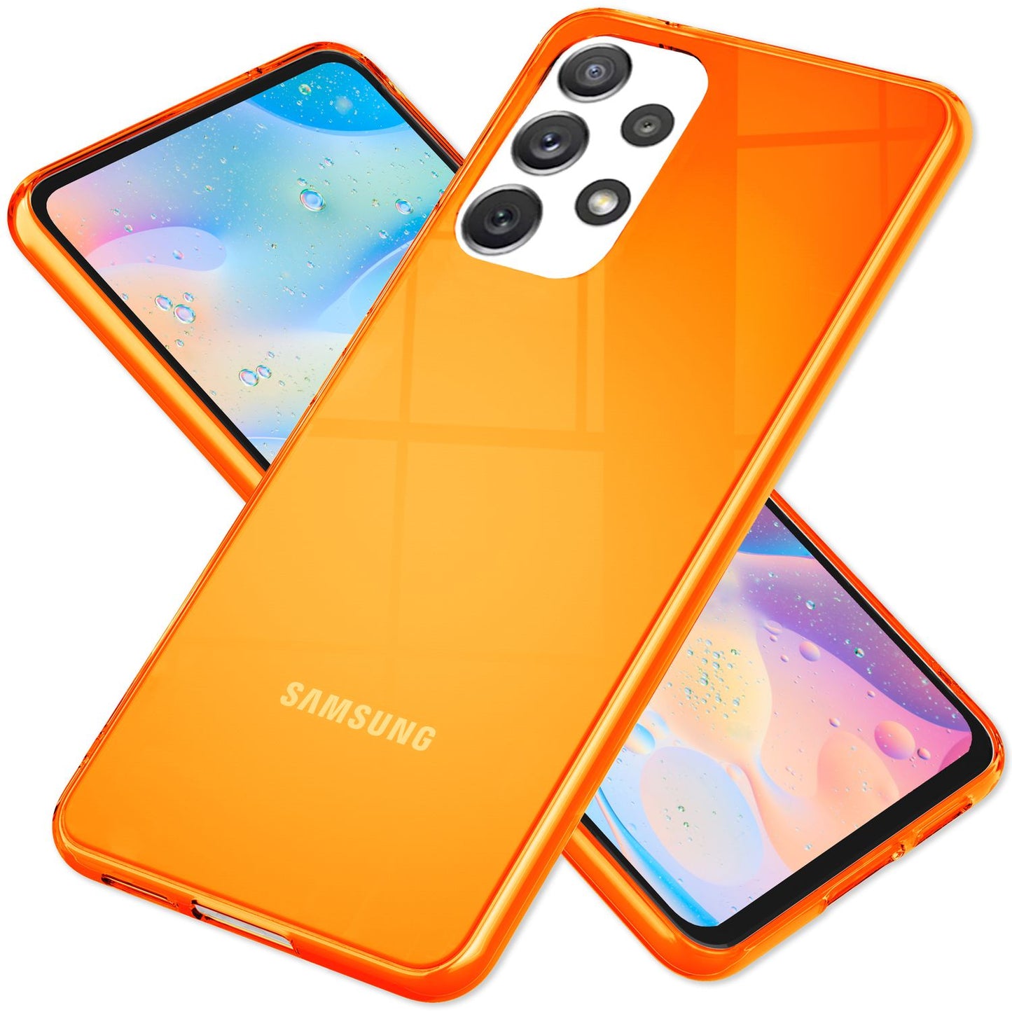 NALIA Neon Silikonhülle für Samsung Galaxy A53 – Knallige Signal-Farbe & Linsenschutz – VIBE (Transparentes Case) – Marke aus Berlin