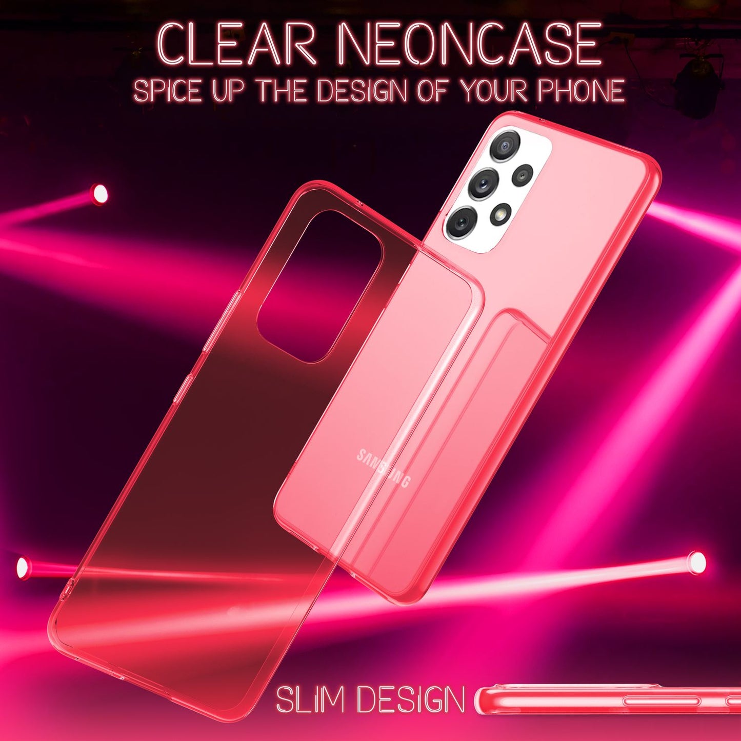 NALIA Neon Silikonhülle für Samsung Galaxy A53 – Knallige Signal-Farbe & Linsenschutz – VIBE (Transparentes Case) – Marke aus Berlin