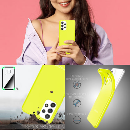 NALIA Neon Silikonhülle für Samsung Galaxy A53 – Knallige Signal-Farbe & Linsenschutz – VIBE (Transparentes Case) – Marke aus Berlin