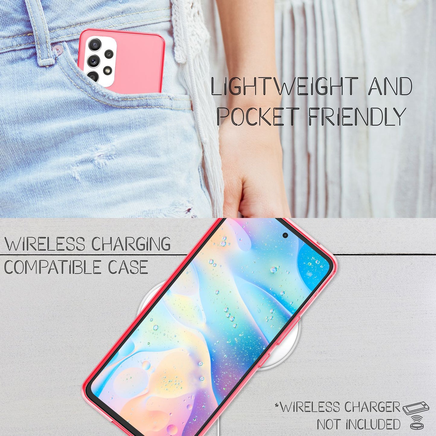 NALIA Neon Silikonhülle für Samsung Galaxy A53 – Knallige Signal-Farbe & Linsenschutz – VIBE (Transparentes Case) – Marke aus Berlin
