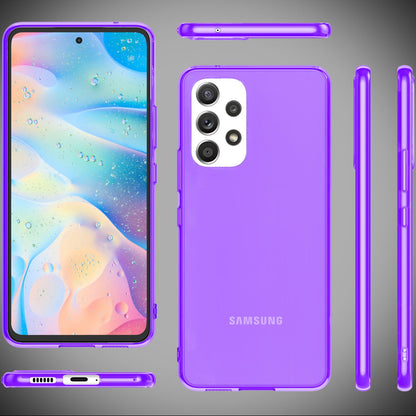 NALIA Neon Silikonhülle für Samsung Galaxy A53 – Knallige Signal-Farbe & Linsenschutz – VIBE (Transparentes Case) – Marke aus Berlin