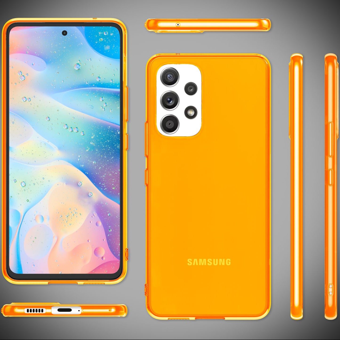 NALIA Neon Silikonhülle für Samsung Galaxy A53 – Knallige Signal-Farbe & Linsenschutz – VIBE (Transparentes Case) – Marke aus Berlin