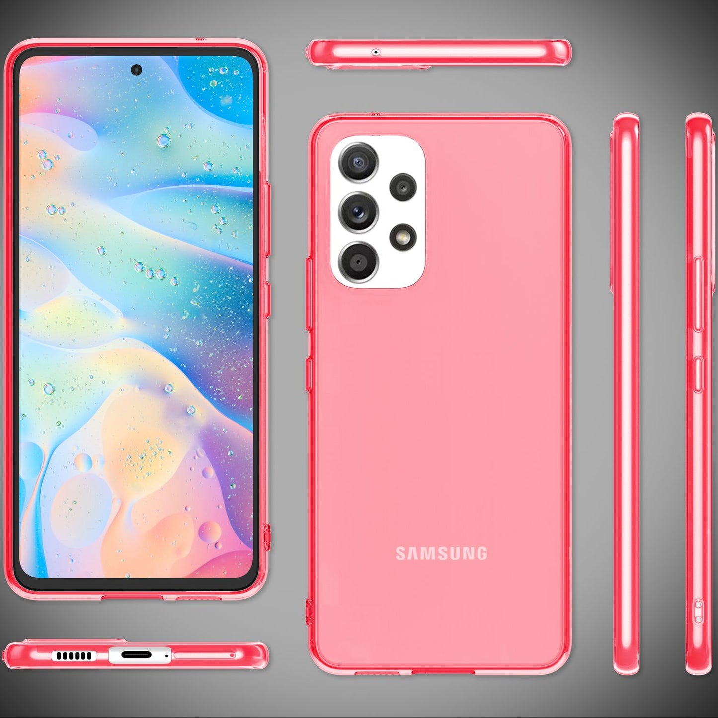 NALIA Neon Silikonhülle für Samsung Galaxy A53 – Knallige Signal-Farbe & Linsenschutz – VIBE (Transparentes Case) – Marke aus Berlin