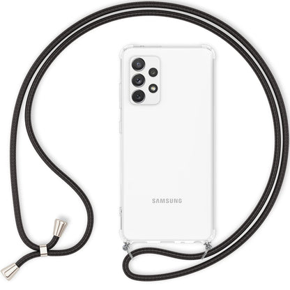 NALIA Handykette für Samsung Galaxy A33 – Transparentes Hybrid-Case & Band – HANGIT (Anti-Gelb Rückseite & Verstellbar) – Marke aus Berlin
