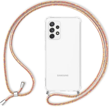 NALIA Handykette für Samsung Galaxy A33 – Transparentes Hybrid-Case & Band – HANGIT (Anti-Gelb Rückseite & Verstellbar) – Marke aus Berlin