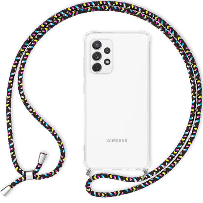 NALIA Handykette für Samsung Galaxy A53 – Transparentes Hybrid-Case & Band – HANGIT (Anti-Gelb Rückseite & Verstellbar) – Marke aus Berlin