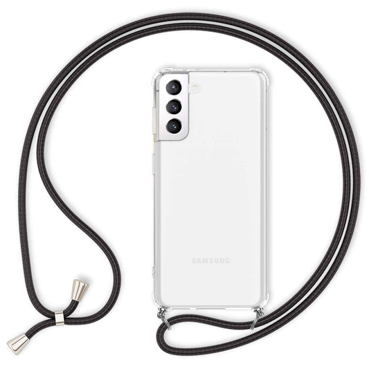 NALIA Handykette für Samsung Galaxy S22 – Transparentes Hybrid-Case & Band – HANGIT (Anti-Gelb Rückseite & Verstellbar) – Marke aus Berlin