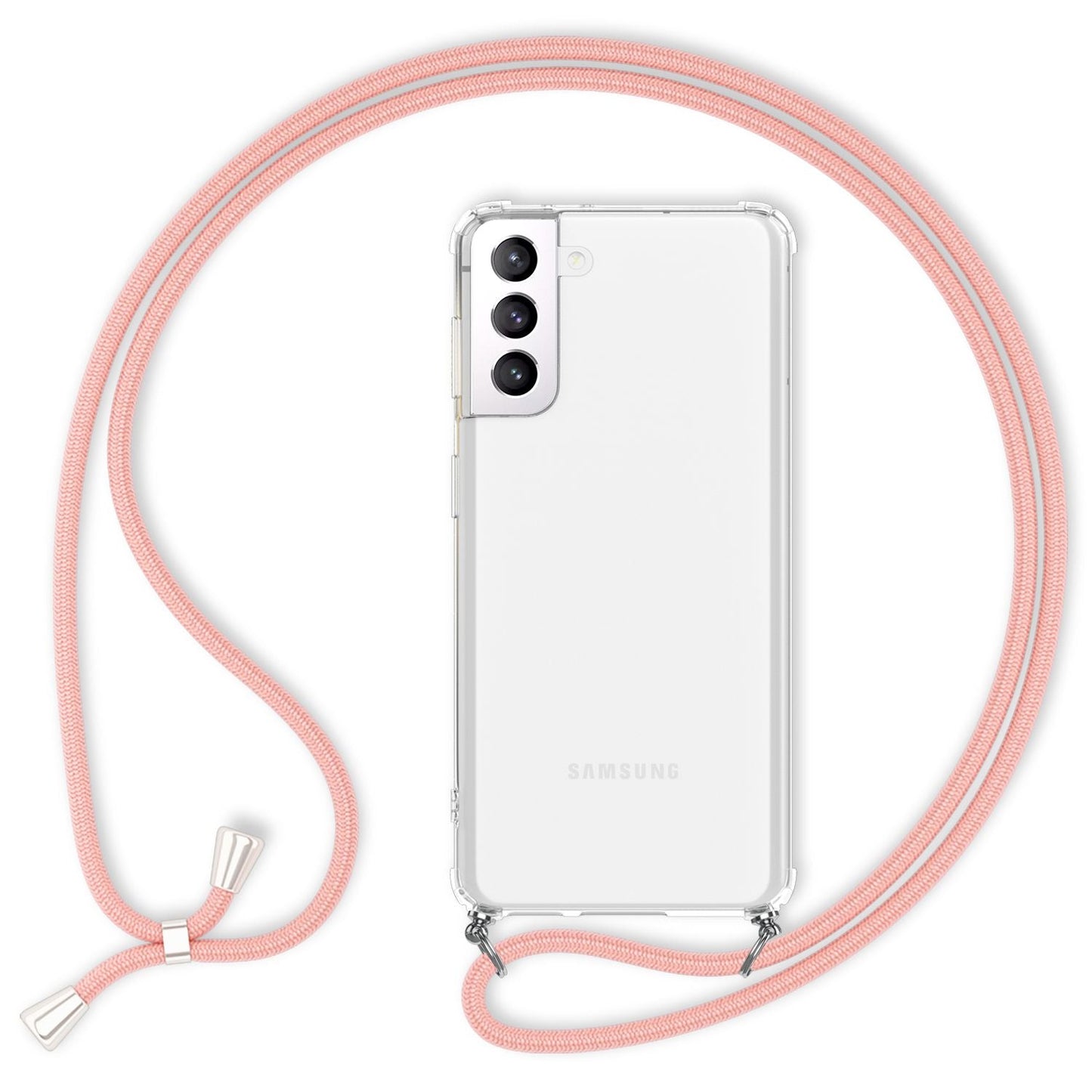 NALIA Handykette für Samsung Galaxy S22 – Transparentes Hybrid-Case & Band – HANGIT (Anti-Gelb Rückseite & Verstellbar) – Marke aus Berlin