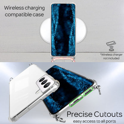 NALIA Handykette für Samsung Galaxy S22 Plus – Transparentes Hybrid-Case & Band – HANGIT (Anti-Gelb Rückseite & Verstellbar) – Marke aus Berlin