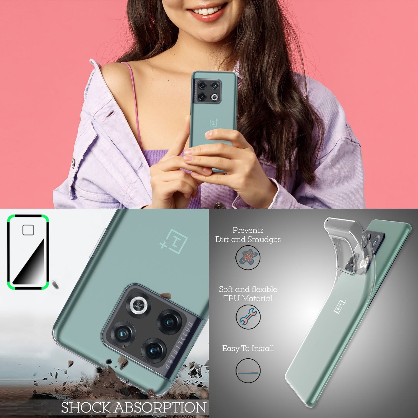 NALIA Transparente Silikonhülle für OnePlus 10 Pro – Anti-Gelb & Rutschfest – GLAZE (Handyhülle Kristallklar, Schlank & Stoßfest) – Marke aus Berlin