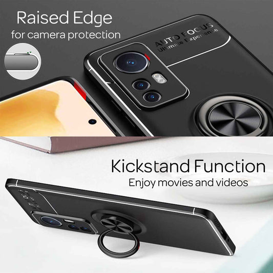 NALIA Ringhülle für Xiaomi 12 / 12X – Ring-Ständer 360° & für Magnet-Halter – GRIP360 (Mattiertes Silikon Case) – Marke aus Berlin
