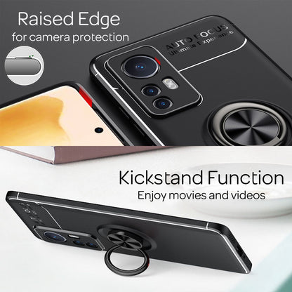 NALIA Ringhülle für Xiaomi 12 / 12X – Ring-Ständer 360° & für Magnet-Halter – GRIP360 (Mattiertes Silikon Case) – Marke aus Berlin