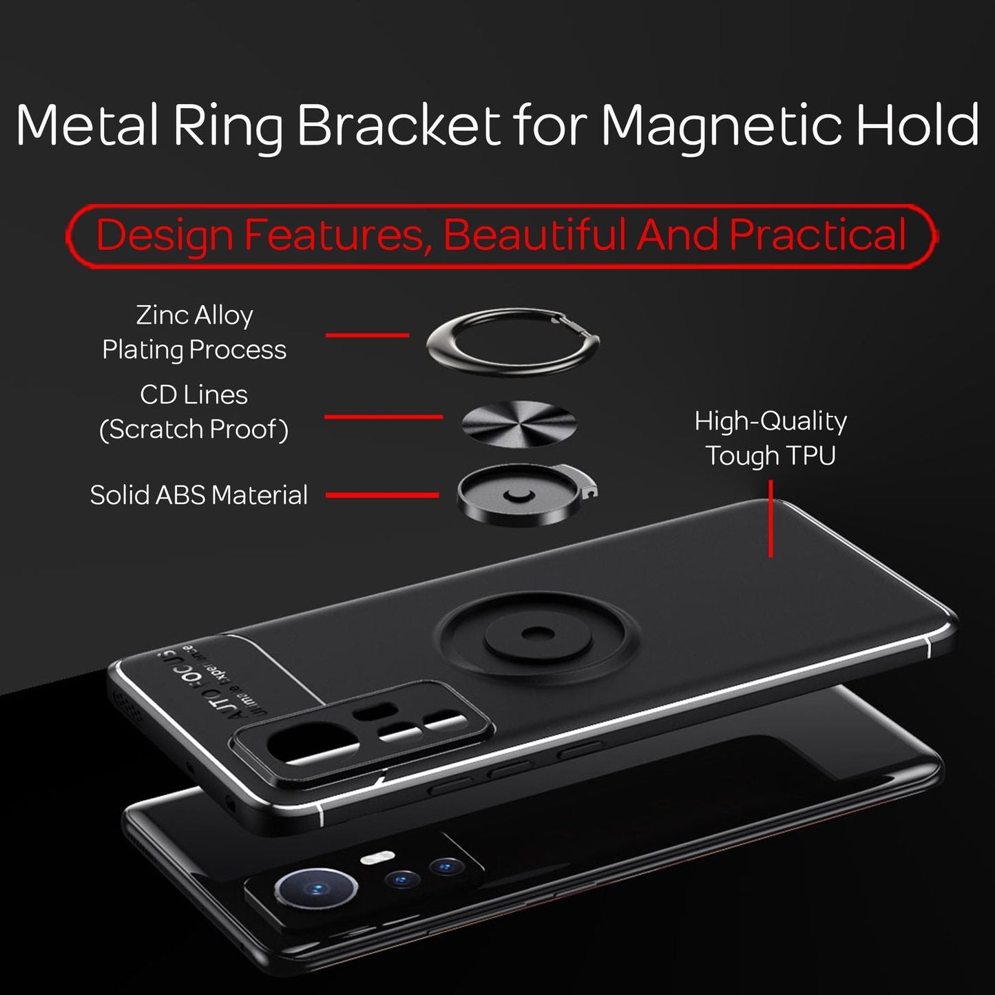 NALIA Ringhülle für Xiaomi 12 / 12X – Ring-Ständer 360° & für Magnet-Halter – GRIP360 (Mattiertes Silikon Case) – Marke aus Berlin