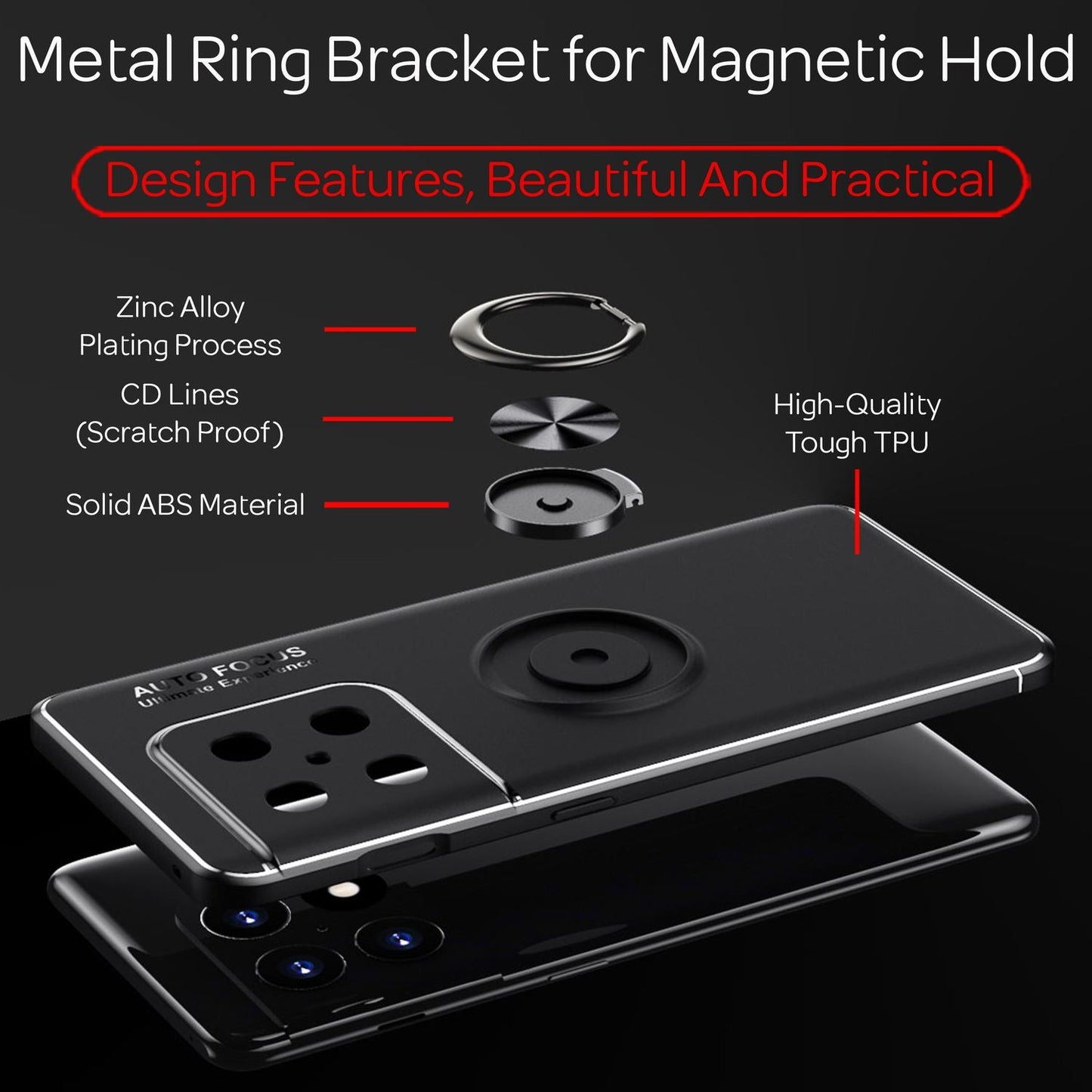 NALIA Matt-Schwarze Ringhülle kompatibel mit OnePlus 10 Pro Hülle, 360° Ring für Standfunktion & KFZ-Halterung, Robust Rutschfest Stoßfest, Silikon Case Handyhülle Schutzhülle Cover