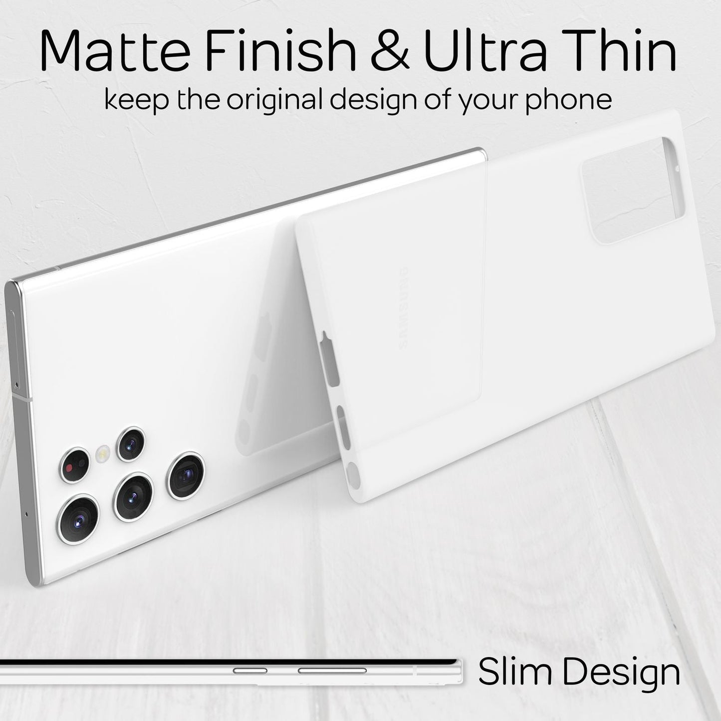 NALIA Ultra Slim Hardcase für Samsung Galaxy S22 Ultra – Matt & 0.3mm Dünn – PHANTOM (Dünnes Cover & Kamera-Vollschutz) – Marke aus Berlin