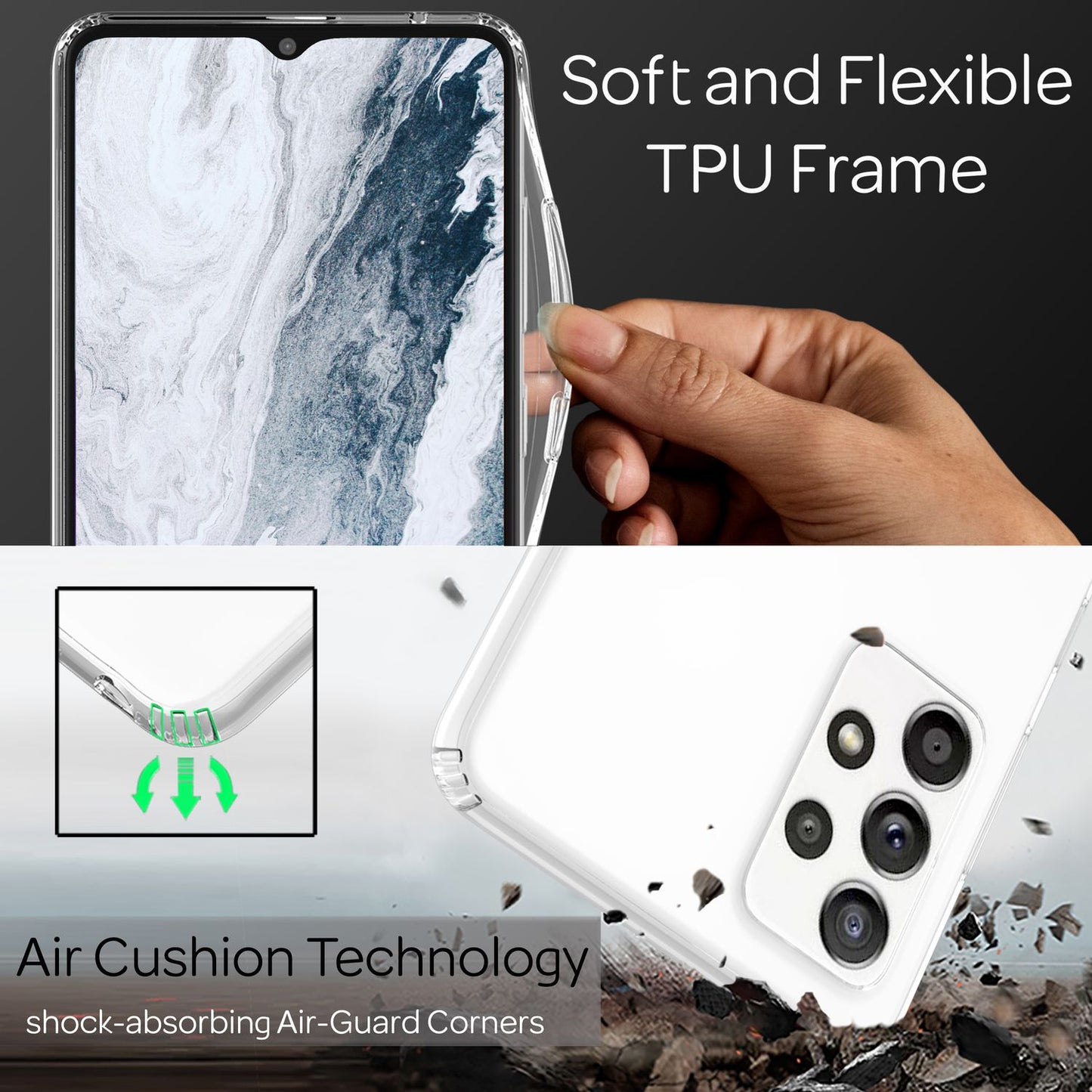 NALIA Transparente Hülle für Samsung Galaxy A13 4G – Harte Rückseite & Silikon Rand – IGNITE (Stoßfeste Handyhülle & Verstärkte Ecken) – Marke aus Berlin