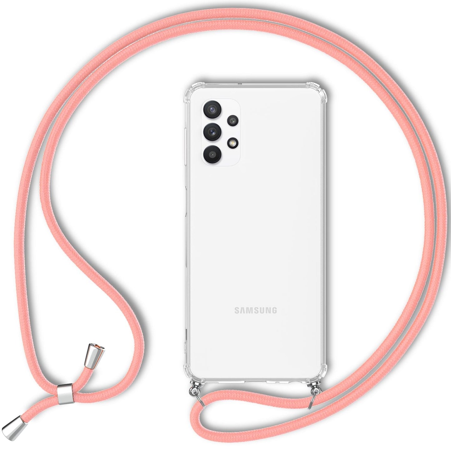 NALIA Handykette für Samsung Galaxy A13 / A13 5G – Transparentes Hybrid-Case & Band – HANGIT (Anti-Gelb Rückseite & Verstellbar) – Marke aus Berlin