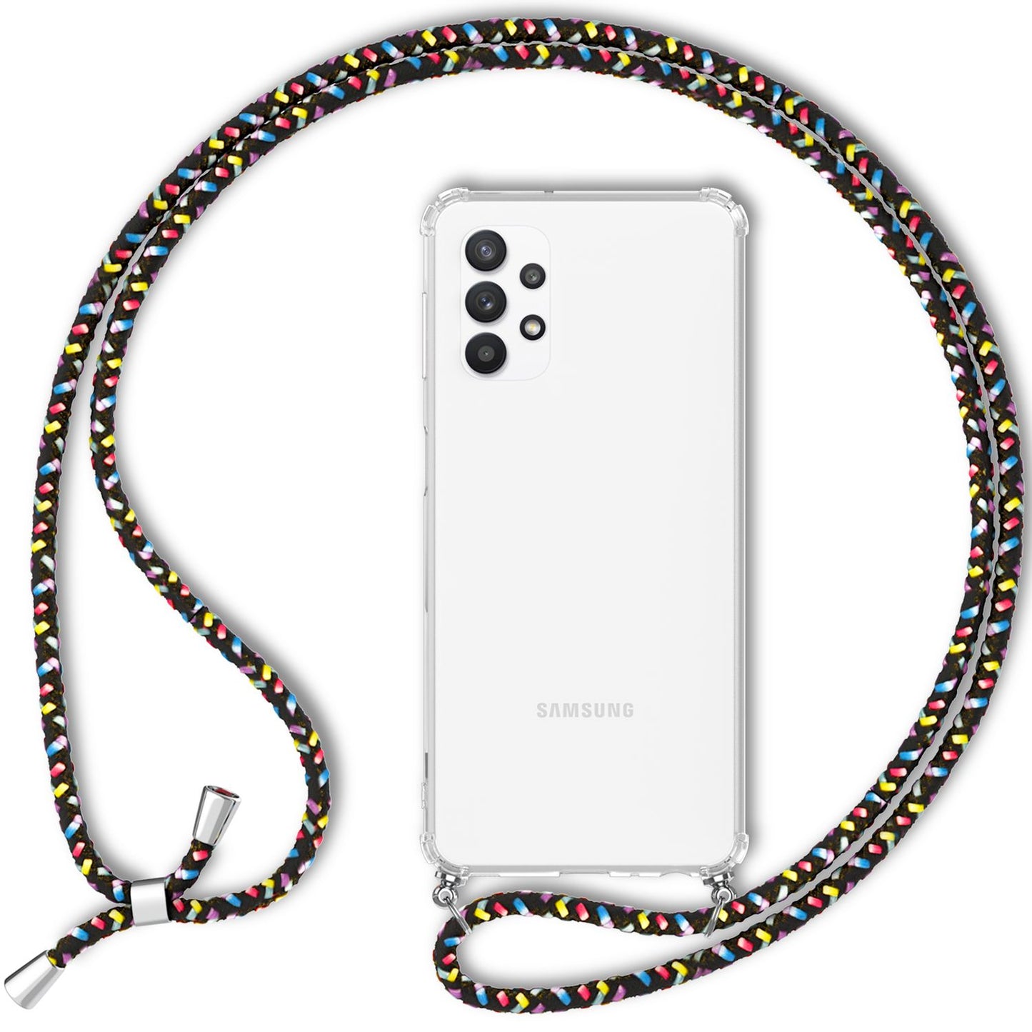NALIA Handykette für Samsung Galaxy A13 / A13 5G – Transparentes Hybrid-Case & Band – HANGIT (Anti-Gelb Rückseite & Verstellbar) – Marke aus Berlin