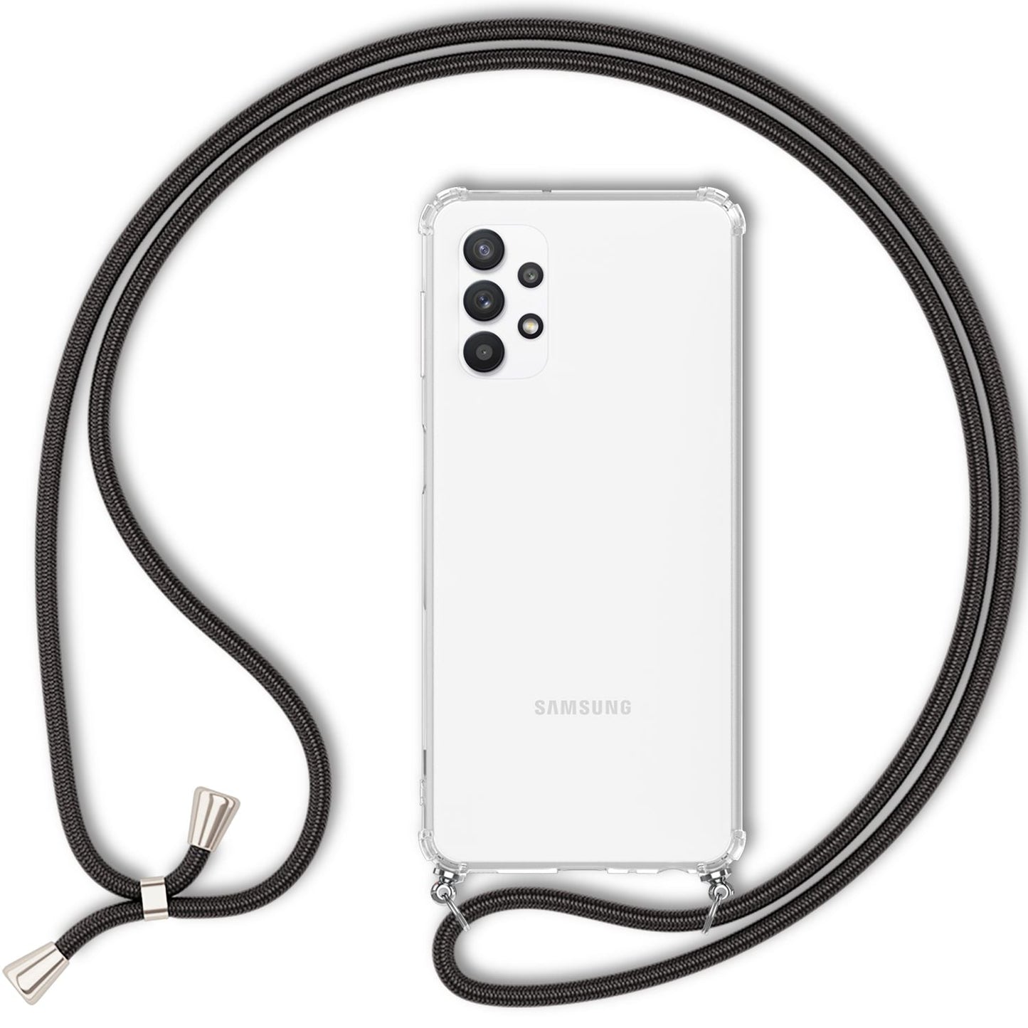 NALIA Handykette für Samsung Galaxy A13 / A13 5G – Transparentes Hybrid-Case & Band – HANGIT (Anti-Gelb Rückseite & Verstellbar) – Marke aus Berlin