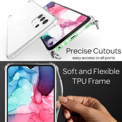 NALIA Handykette für Samsung Galaxy A13 / A13 5G – Transparentes Hybrid-Case & Band – HANGIT (Anti-Gelb Rückseite & Verstellbar) – Marke aus Berlin