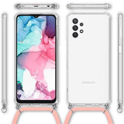 NALIA Handykette für Samsung Galaxy A13 / A13 5G – Transparentes Hybrid-Case & Band – HANGIT (Anti-Gelb Rückseite & Verstellbar) – Marke aus Berlin