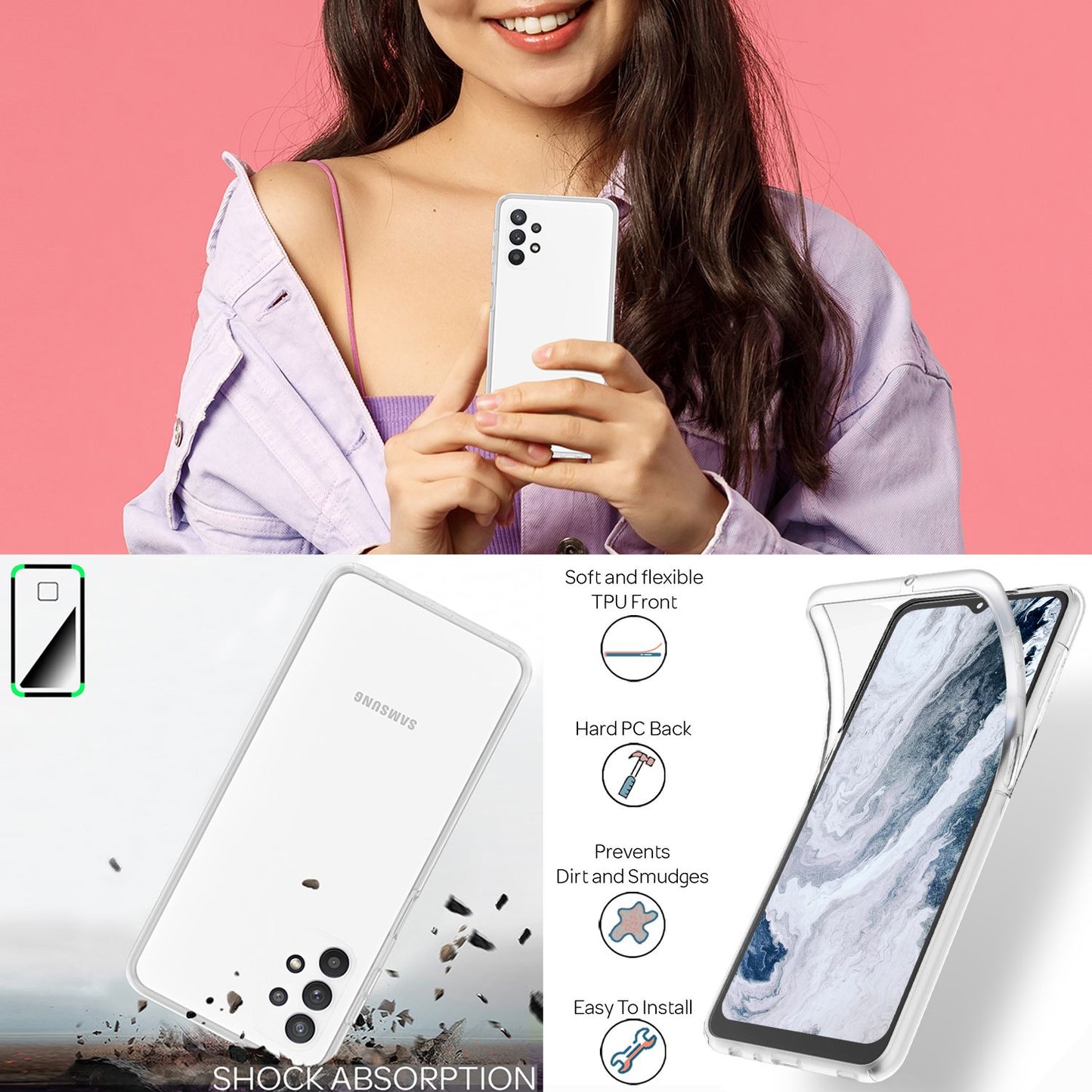 NALIA 360° Hülle für Samsung Galaxy A13 (4G) – Vorne & Hinten Schutz – 360GUARD (Full-Body Case) – Marke aus Berlin