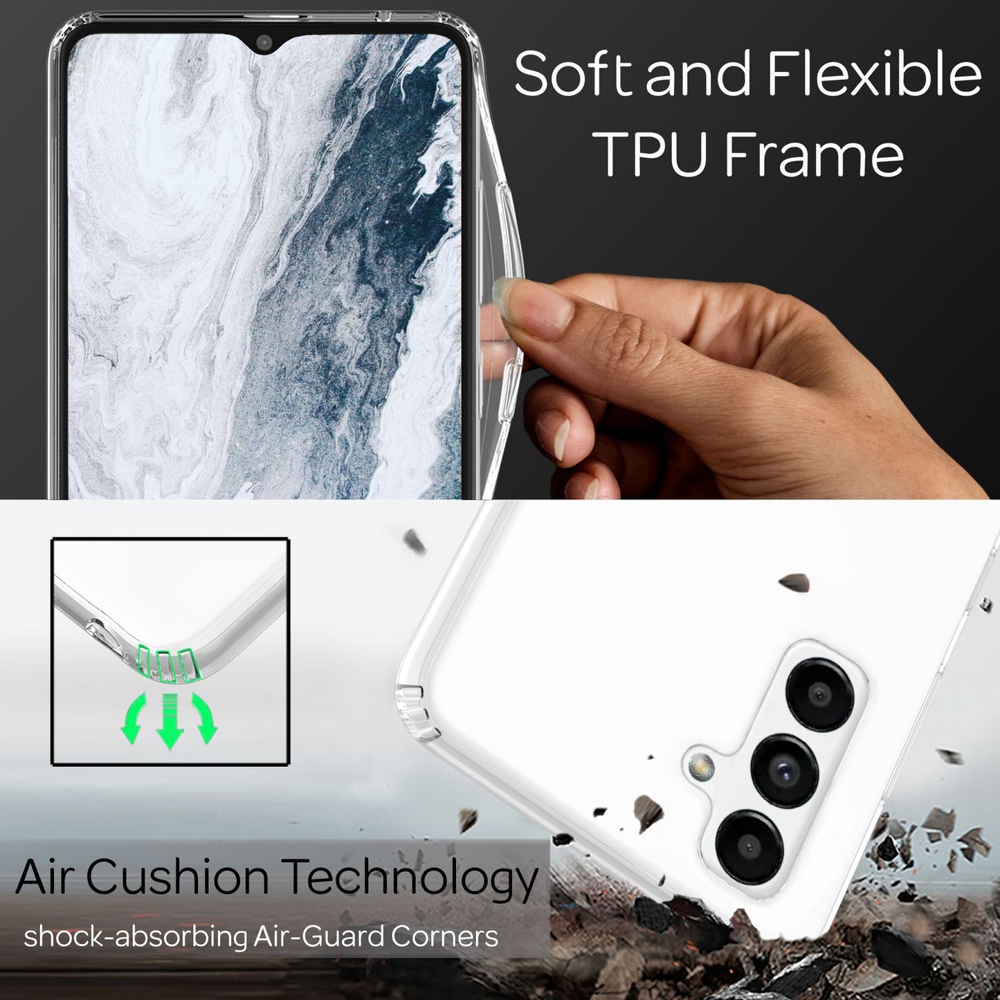 NALIA Transparente Hülle für Samsung Galaxy A13 5G – Harte Rückseite & Silikon Rand – IGNITE (Stoßfeste Handyhülle & Verstärkte Ecken) – Marke aus Berlin
