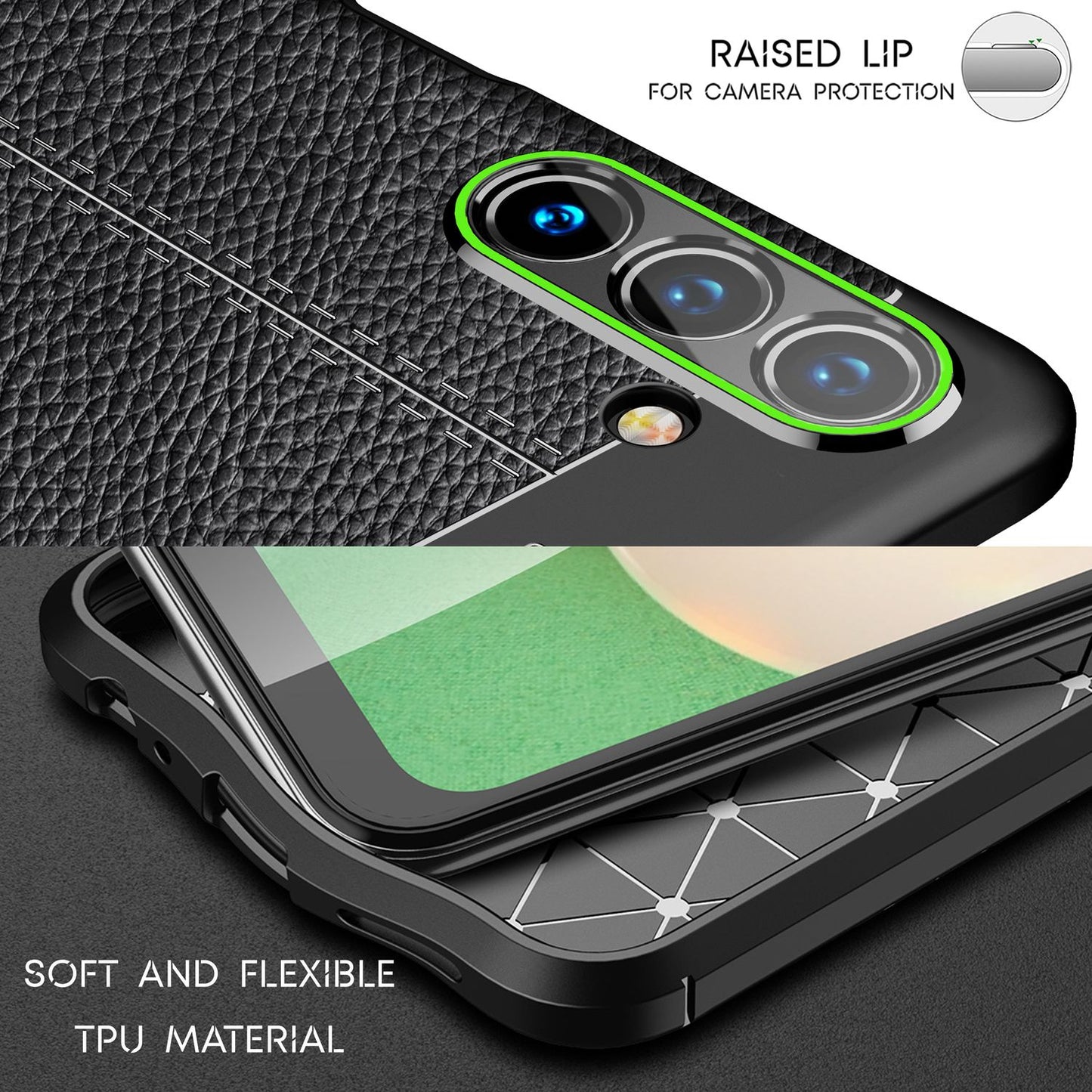 NALIA Leder Look Case kompatibel mit Samsung Galaxy A13 5G Hülle, Schwarze Silikonhülle Anti-Fingerabdruck Rutschfest Robust Stoßfest, Soft Case Dünne Handyhülle Cover Schutzhülle Handy-Tasche
