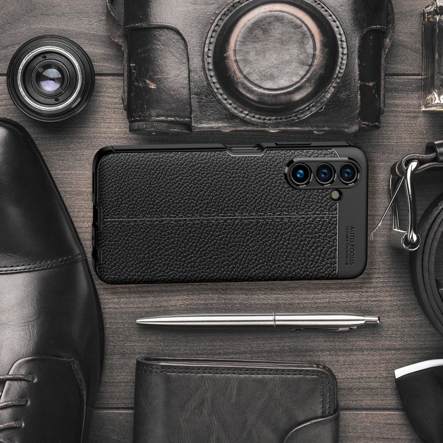 NALIA Leder Look Case kompatibel mit Samsung Galaxy A13 5G Hülle, Schwarze Silikonhülle Anti-Fingerabdruck Rutschfest Robust Stoßfest, Soft Case Dünne Handyhülle Cover Schutzhülle Handy-Tasche