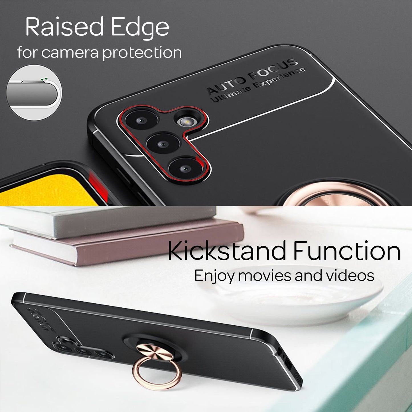NALIA Ringhülle für Samsung Galaxy A13 5G – Ring-Ständer 360° & für Magnet-Halter – GRIP360 (Mattiertes Silikon Case) – Marke aus Berlin