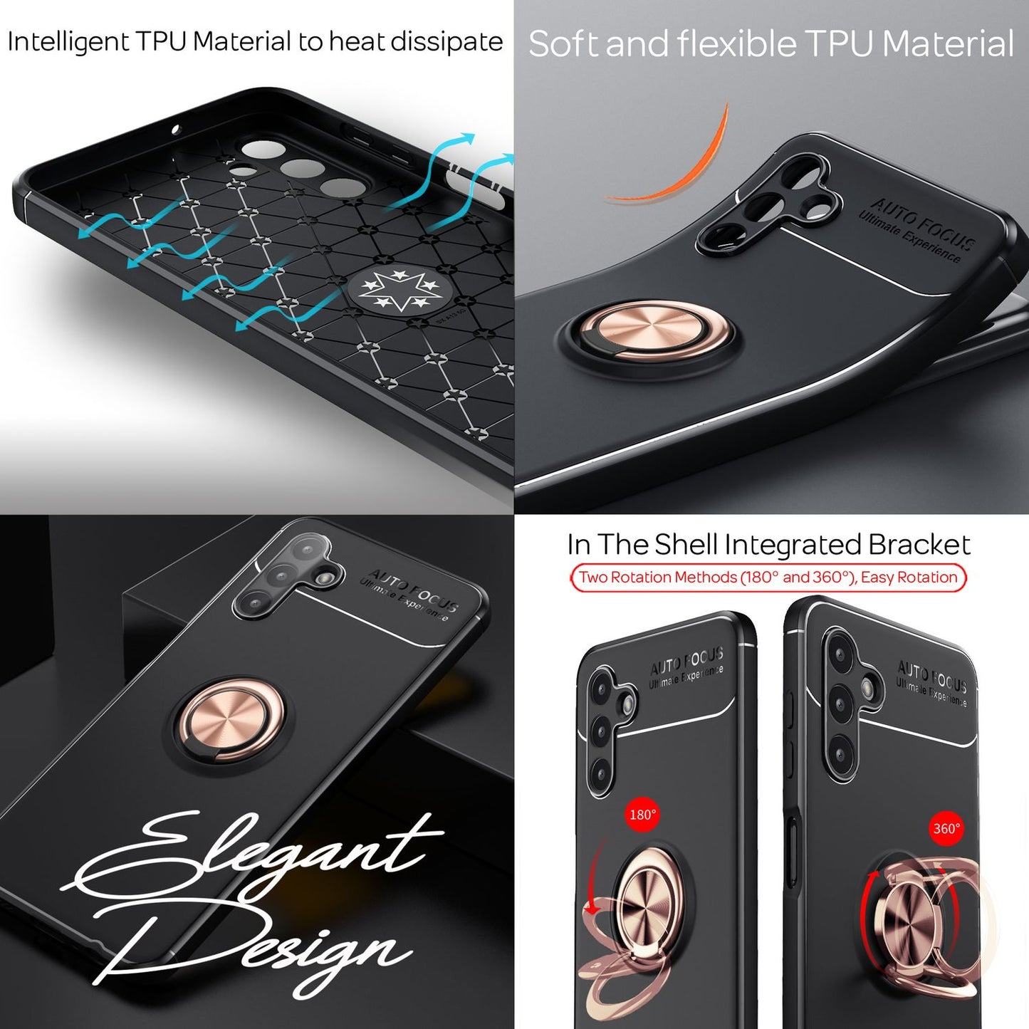 NALIA Ringhülle für Samsung Galaxy A13 5G – Ring-Ständer 360° & für Magnet-Halter – GRIP360 (Mattiertes Silikon Case) – Marke aus Berlin