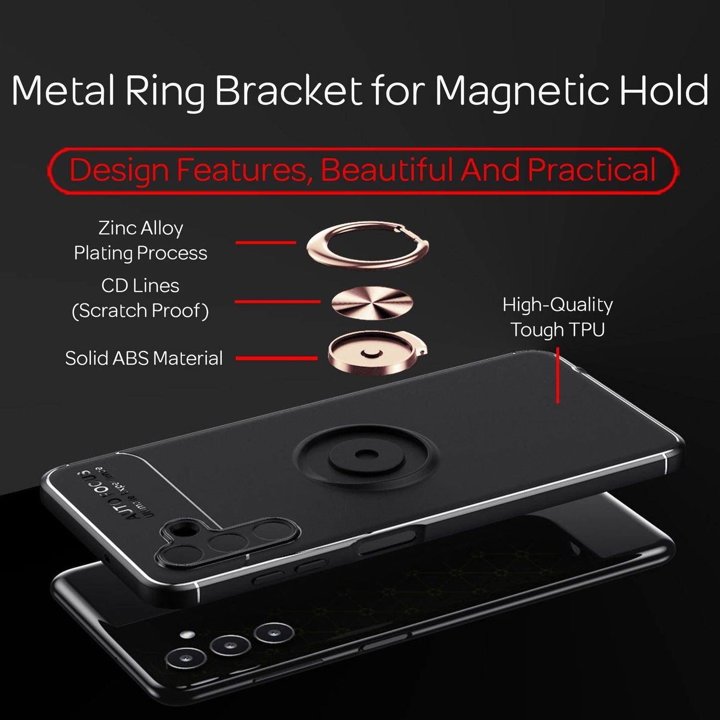 NALIA Ringhülle für Samsung Galaxy A13 5G – Ring-Ständer 360° & für Magnet-Halter – GRIP360 (Mattiertes Silikon Case) – Marke aus Berlin