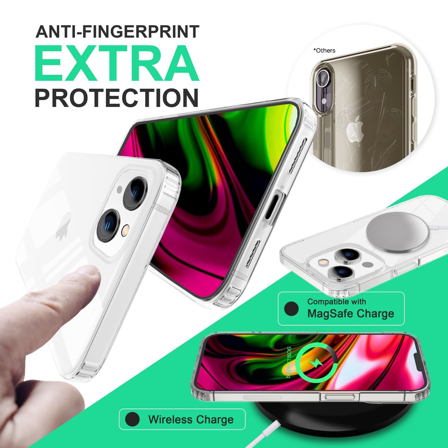 NALIA Transparente Hülle für iPhone 14 – Harte Rückseite & Silikon Rand – IGNITE (Stoßfeste Handyhülle & Verstärkte Ecken) – Marke aus Berlin