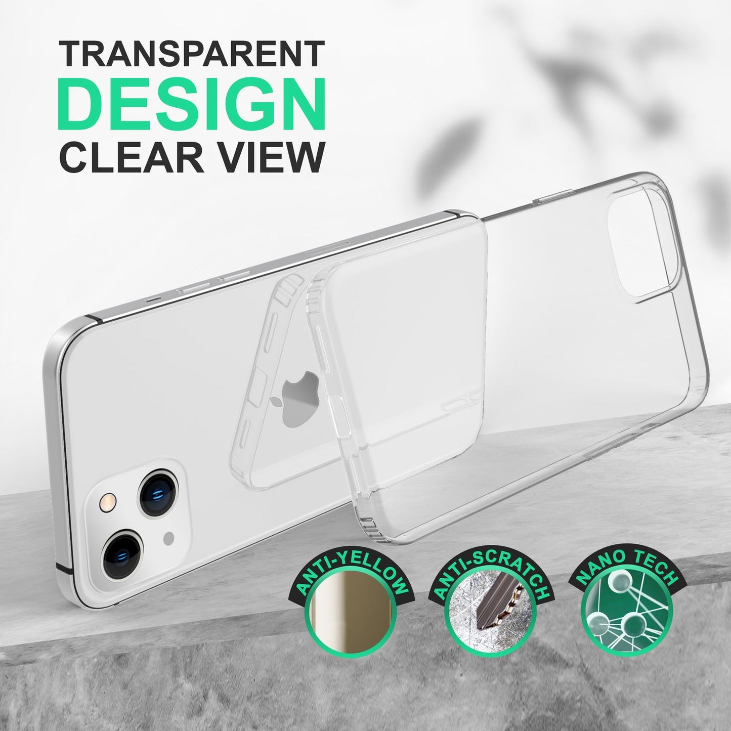 NALIA Transparente Hülle für iPhone 14 Plus – Harte Rückseite & Silikon Rand – IGNITE (Stoßfeste Handyhülle & Verstärkte Ecken) – Marke aus Berlin