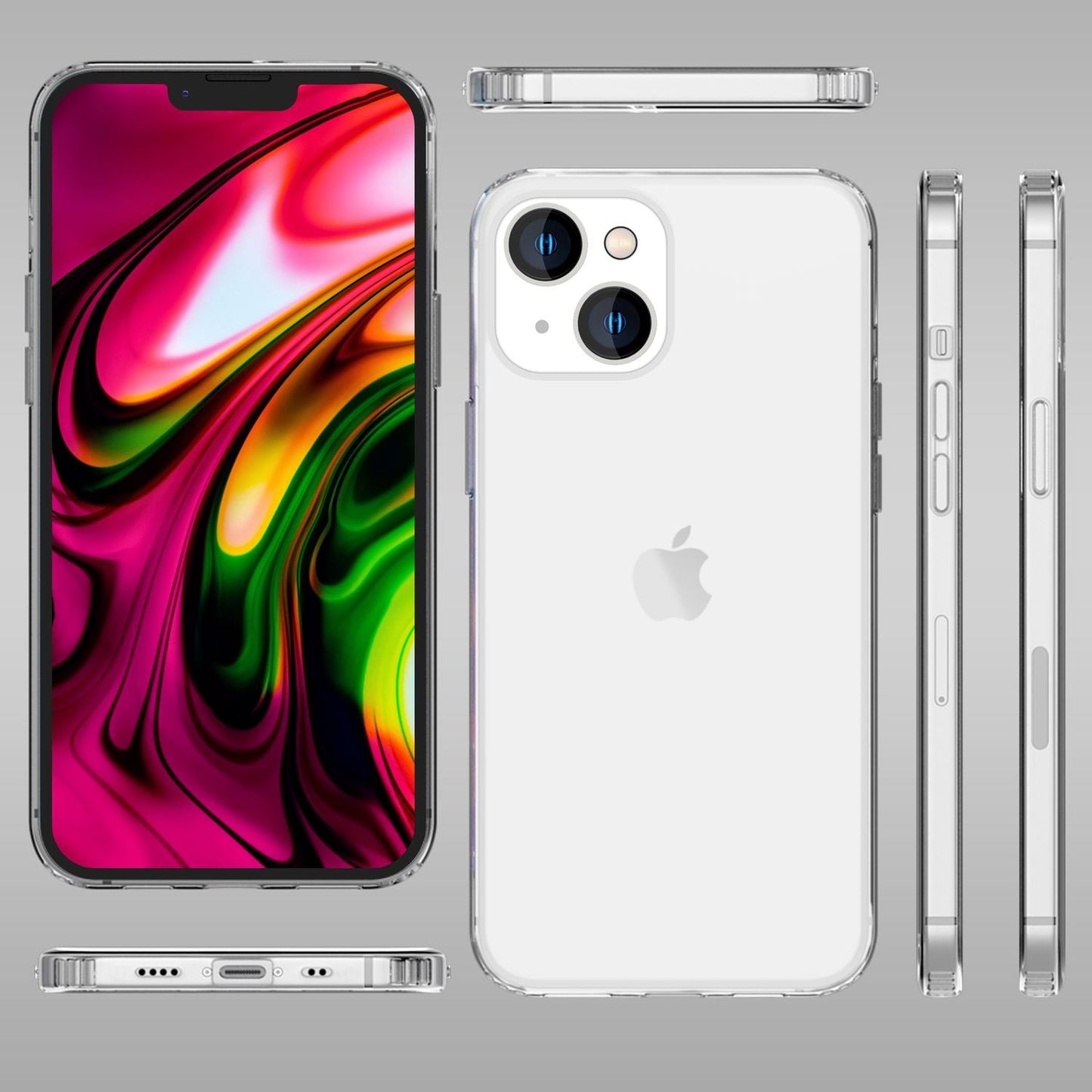 NALIA Transparente Hülle für iPhone 14 Plus – Harte Rückseite & Silikon Rand – IGNITE (Stoßfeste Handyhülle & Verstärkte Ecken) – Marke aus Berlin