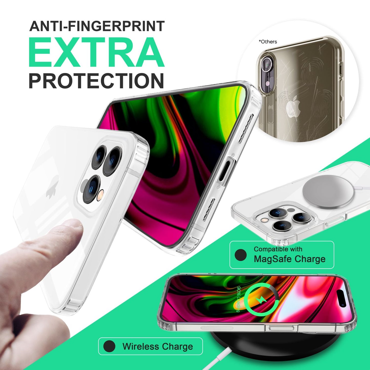 NALIA Transparente Hülle für iPhone 14 Pro – Harte Rückseite & Silikon Rand – IGNITE (Stoßfeste Handyhülle & Verstärkte Ecken) – Marke aus Berlin